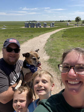 Prof. Kumpf and family visiting Carhenge in rural Nebraska. 